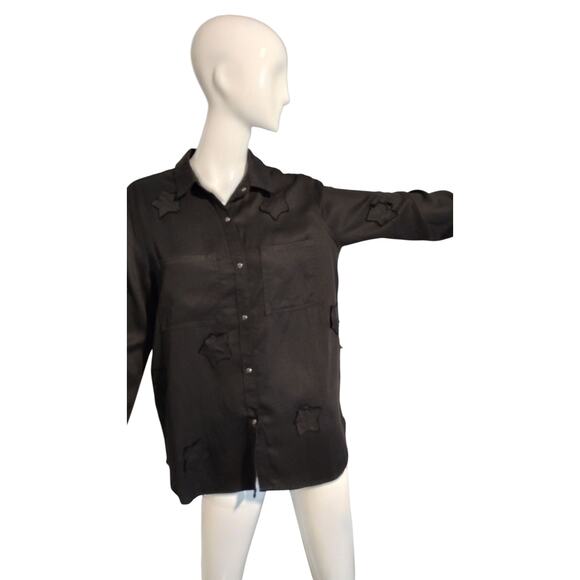 P. Cill Women's size Small Star Design Snap Grungecore Gothcore Witchy Shirt - Picture 6 of 11